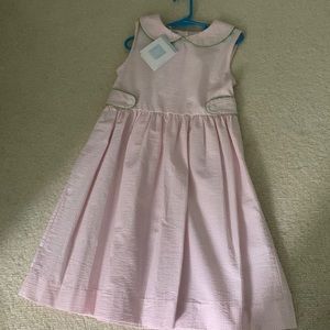 Bella Bliss White and Baby Pink Striped Summertime Dress. Girls Size 6